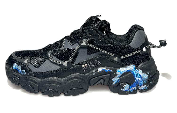 FILA Cat Claw Ocean Wave Anti-Slip Wear-Resistant Low-Top Sports Casual Shoes Unisex Black Fashion Versatile