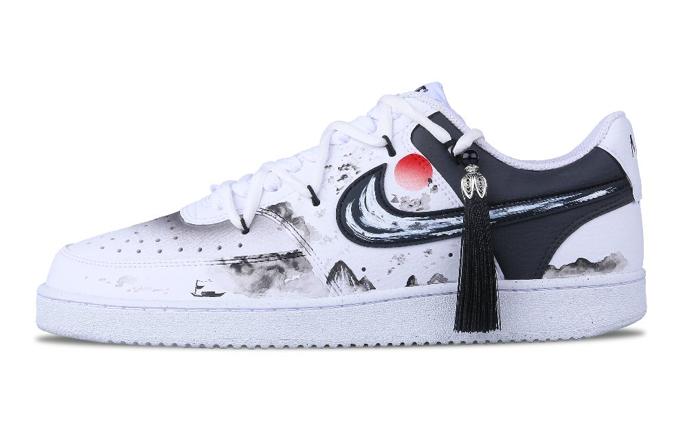 Nike Court Vision 1 Low-Top Skateboard Shoes Men's Black White