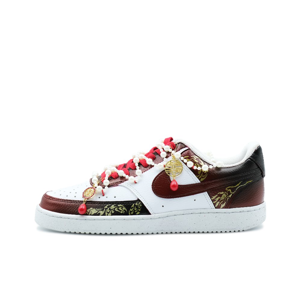 Nike Court Vision 1 Anti-Slip Wear-Resistant Low-Top Skateboard Shoes Unisex Red