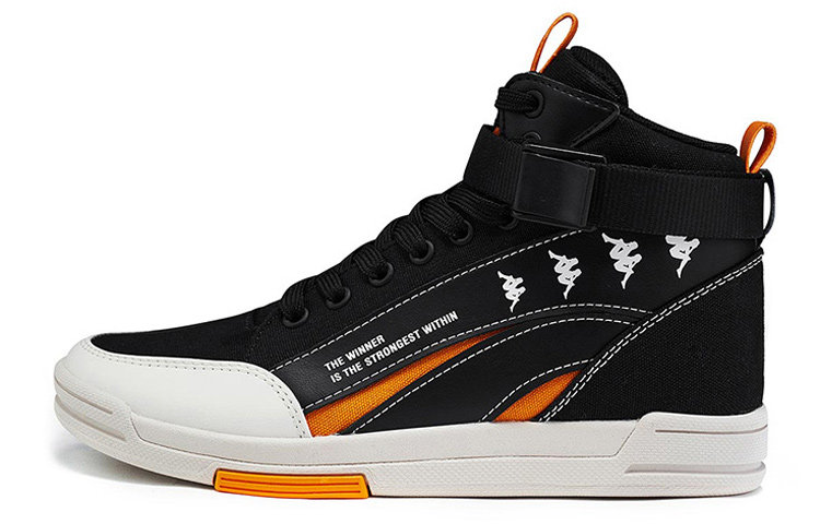 Kappa BANDA High-Top Skateboard Shoes Unisex Black Orange
