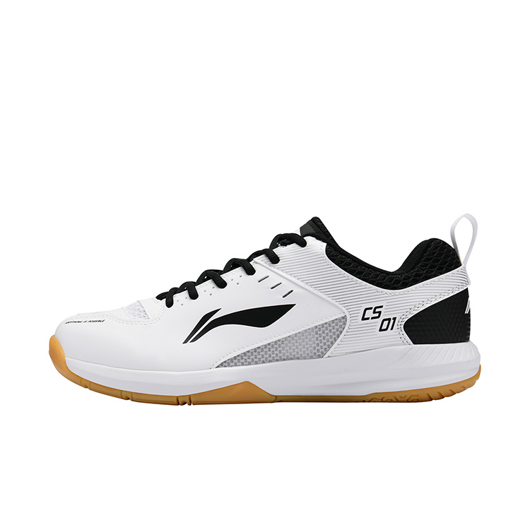 LiNing Feather Shock Absorbers Slip Resistant Abrasion Resistant Breathable Low Top Badminton Shoes Unisex White Black