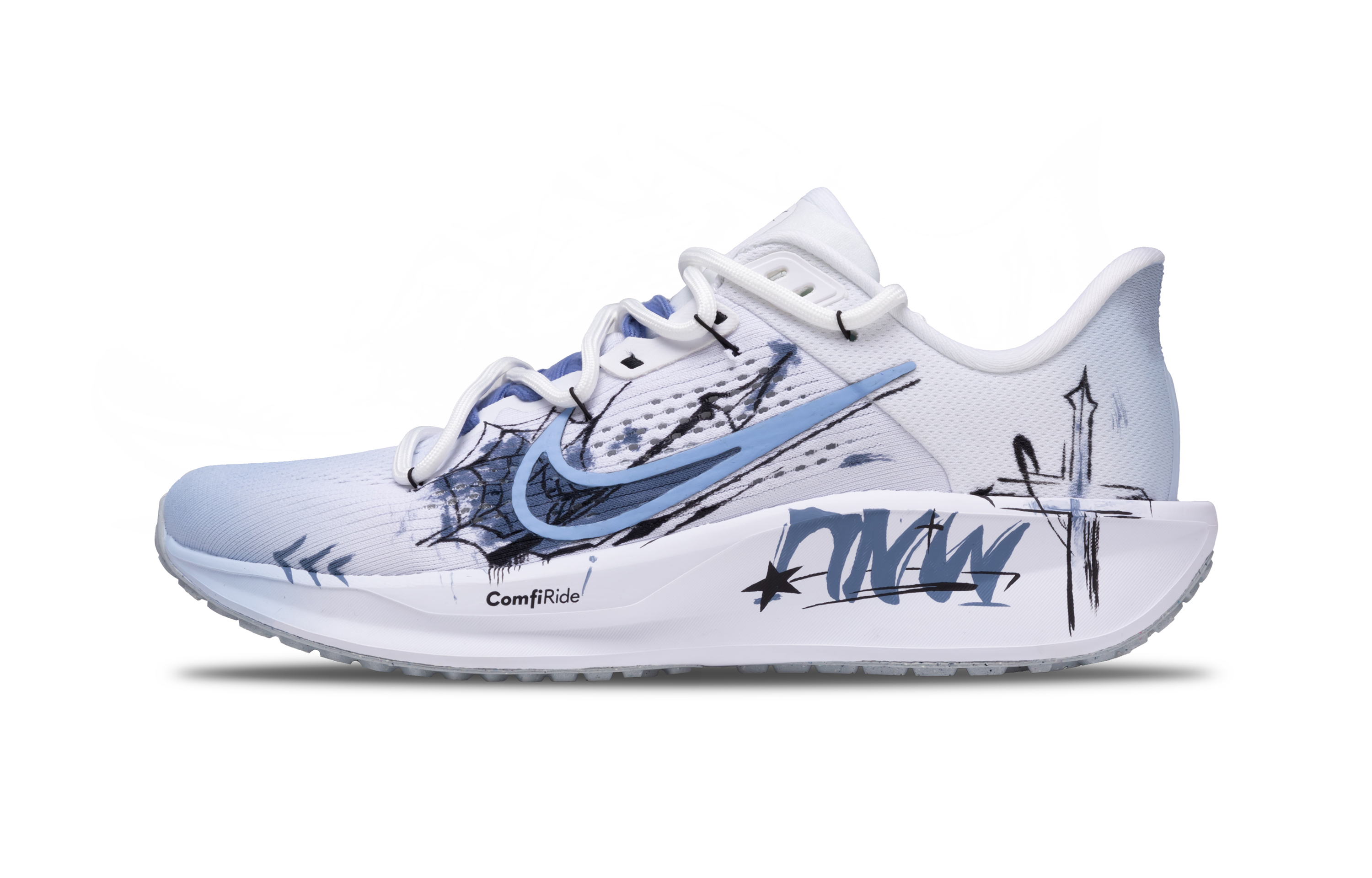 Nike Quest 6 Slip Resistant, Abrasion Resistant, Breathable, Lightweight Low top Running Shoes Unisex White Blue
