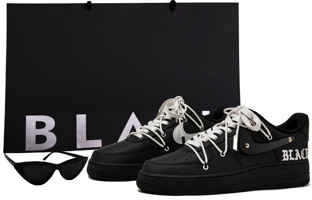 Nike Air Force 1 Air Force 1 Low top Skateboard Shoes Unisex Matte Black White