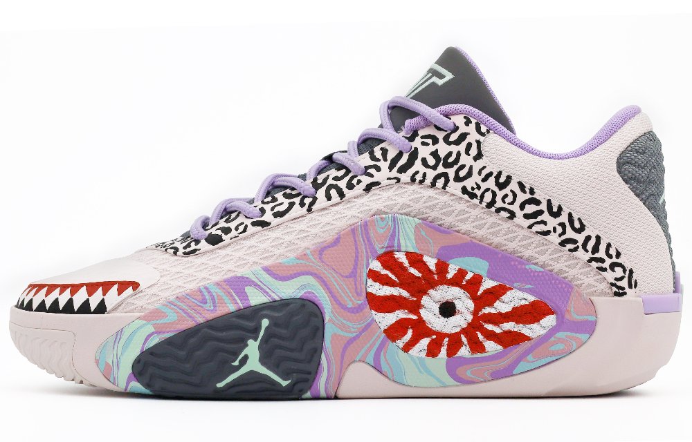 Jordan Tatum 2 Anti-Slip Wear-Resistant Low-Top Basketball Shoes Men's Beige Purple Red Black