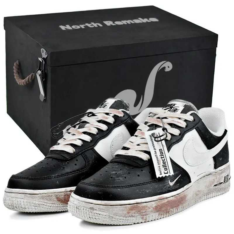 Nike Air Force 1 Wear resistant And Lightweight Low top Skateboard Shoes Women's Black White
