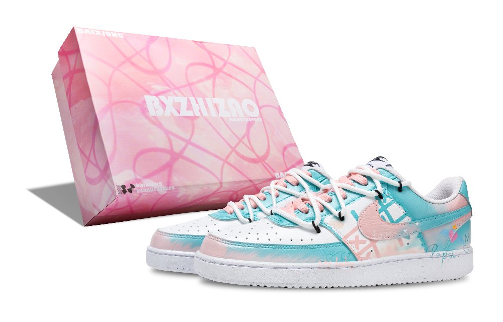 Nike Court Vision 1 Anti-Slip Wear-Resistant Low-Top Skateboard Shoes Men's Pink Green