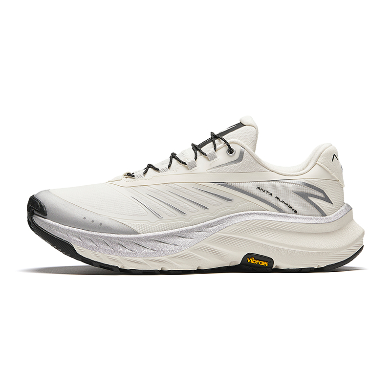 Anta Cushioning Slip Resistant Low Top Trail Running Shoes Men's White Silver