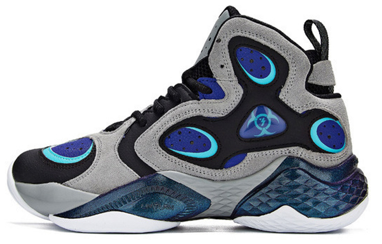 361° Cushioned Slip-Resistant High-Top Basketball Shoes Men's Gray Blue