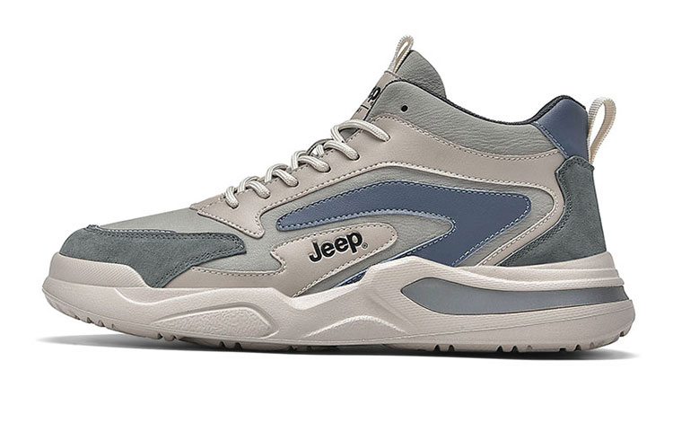 Jeep Shock Absorbers With Slip Resistant And Abrasion Resistant Properties Mid Top Casual Shoes Men's Gray Blue