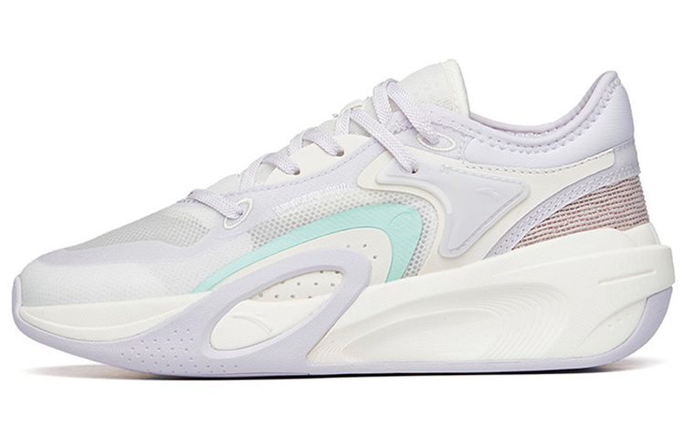 Anta Cushioned Anti-Slip Wear-Resistant Breathable Lightweight Low-Top Casual Shoes Women's White Purple Gray