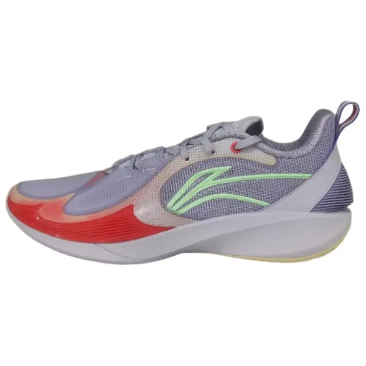 LiNing Speed 2V2 Abrasion Resistant, Breathable, Lightweight Low top Basketball Shoes Men's Gray Purple