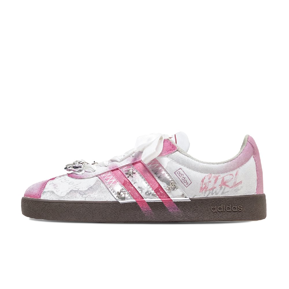 Adidas VL COURT 2.0 Little Ying Slip Resistant Shock Absorbers Low Top Skateboard Shoes Unisex Pink Brown