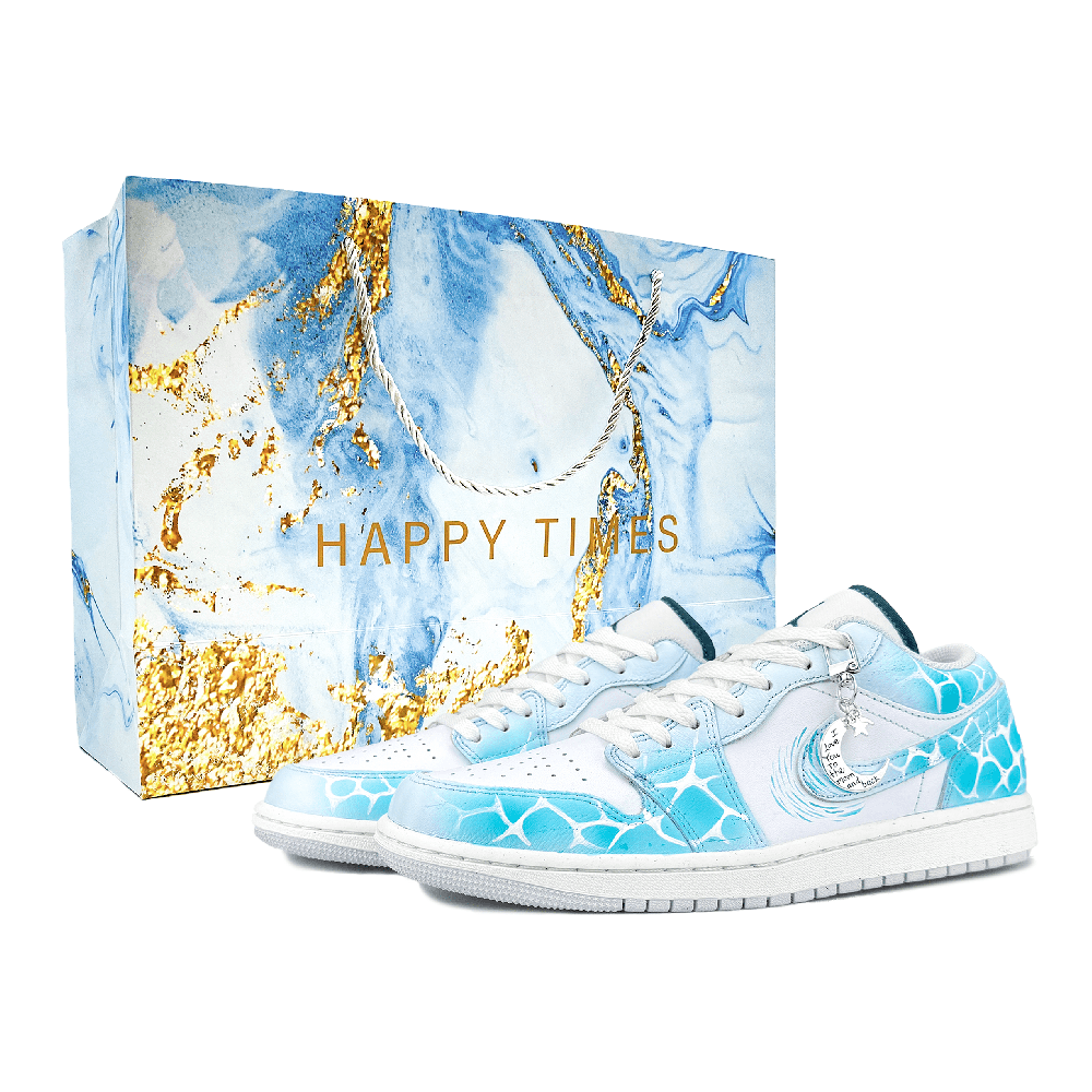 Jordan Air Jordan 1 Abrasion Resistant Low Top Vintage Basketball Shoes Unisex Sky Blue