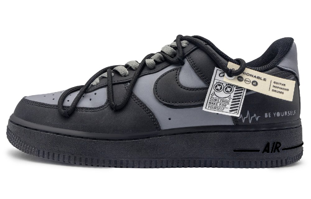 Nike Air Force 1 Anti-Slip Wear-Resistant Low-Top Skateboard Shoes Women's Black Gray