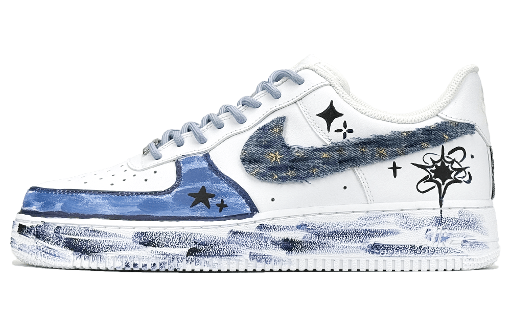 Nike Air Force 1 Pink Ocean, Blue Denim Low Top Skateboard Shoes Unisex Blue White