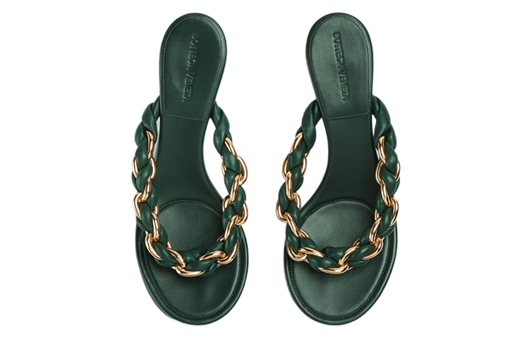 Bottega Veneta Dot Leather Patchwork Flip Flops Women's Jasper