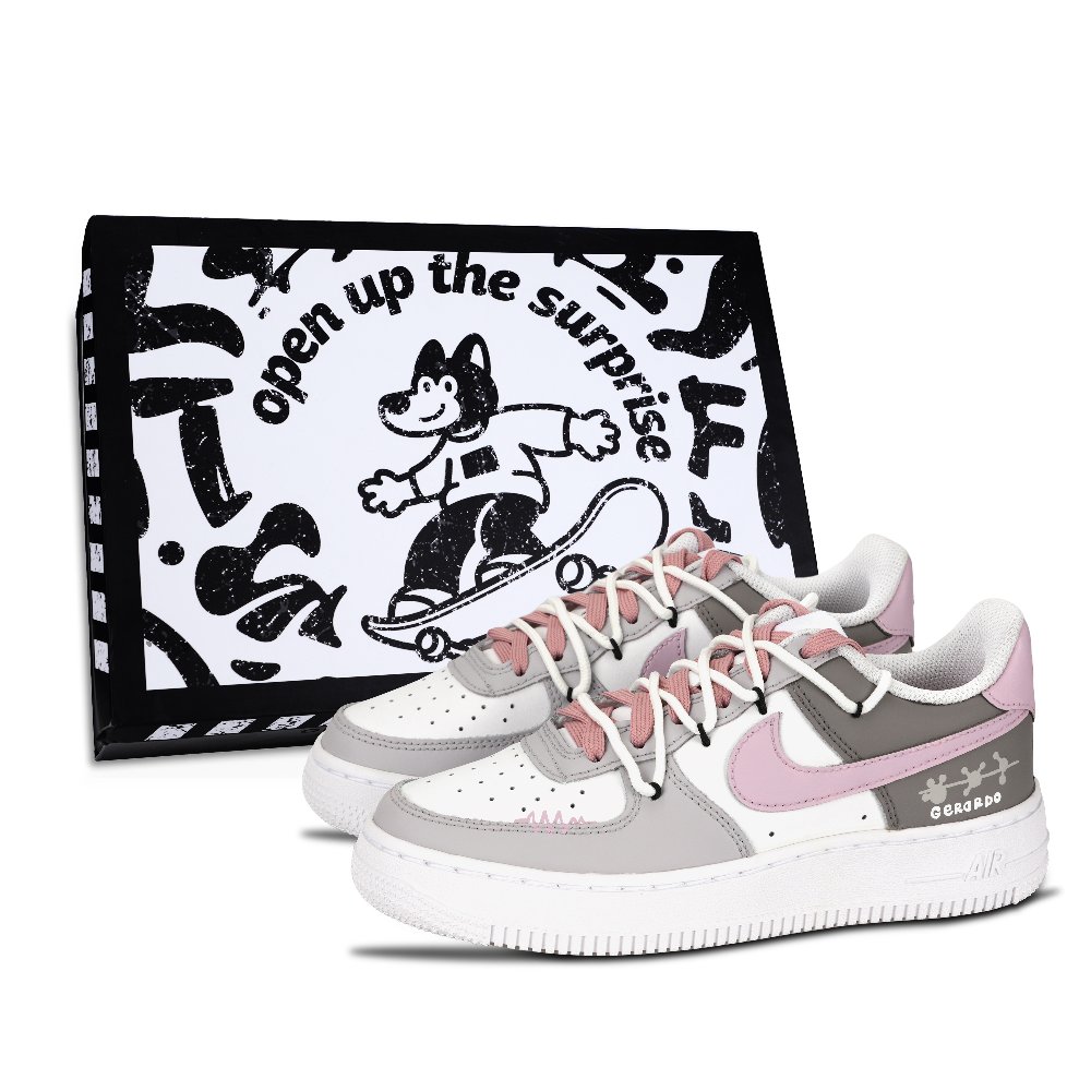 Nike Air Force 1 Abrasion Resistant Low Top Skateboard Shoes Unisex Gray Pink