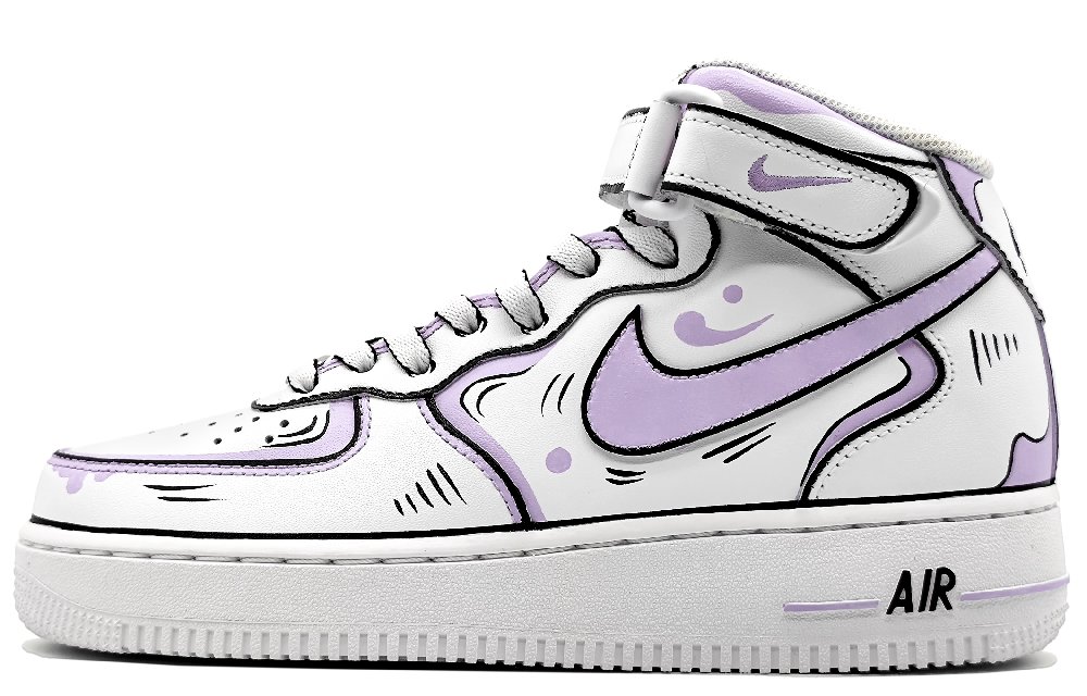 Nike Air Force 1 Mid-Top Skateboard Shoes Men's Purple Gray