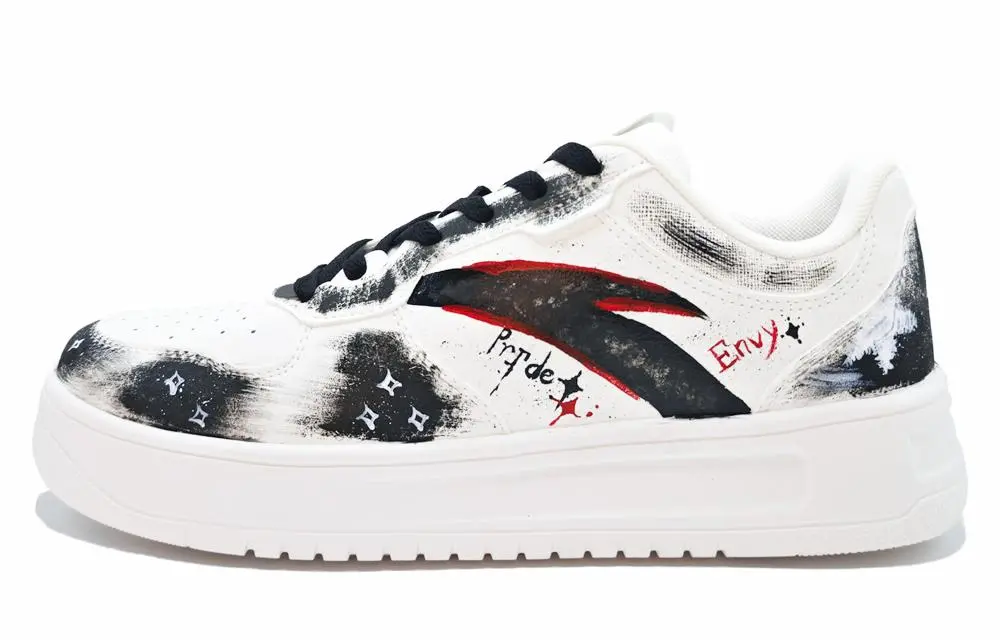 Anta Relaxed Coverage Slip Resistant Cushioning Low top Skateboard Shoes Men's White Black