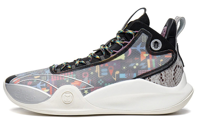 LiNing CJ-1 CJ 1 Anti-Slip And Wear-Resistant Lightweight Mid-Top Basketball Shoes Black White