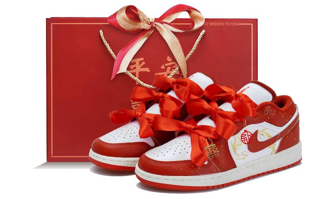 Jordan Air Jordan 1 Low Top Vintage Basketball Shoes Women's Gold Red