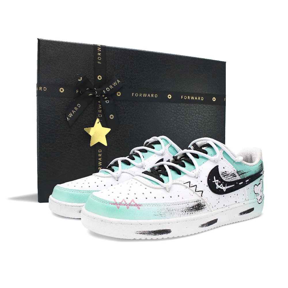 Nike Court Vision 1 Anti Slip Wear Resistant Low Top Skateboard Shoes Unisex White Green