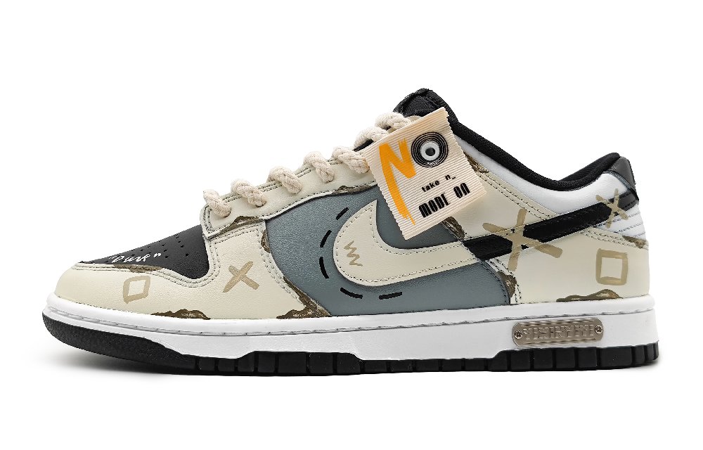 Nike Dunk Low GS Low-Top Skateboard Shoes Women's Beige Black