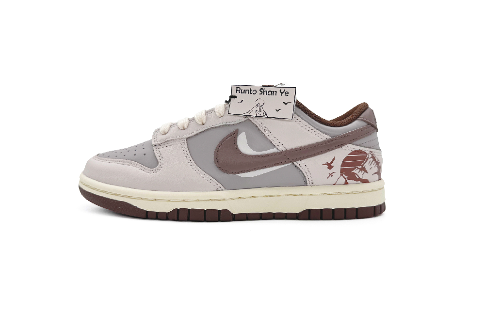 Nike Dunk Anti-Slip Wear-Resistant Low-Top Skateboard Shoes Women's Beige Gray Brown