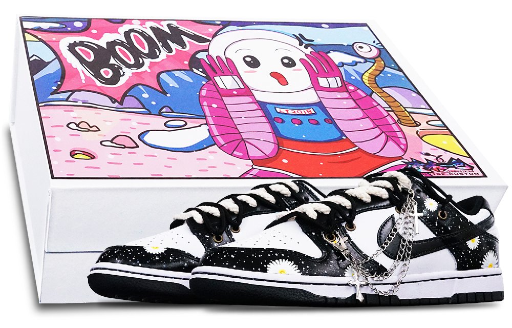 Nike Dunk White/Black Anti-Slip And Wear-Resistant Lightweight Low-Top Skateboard Shoes Women's Black White