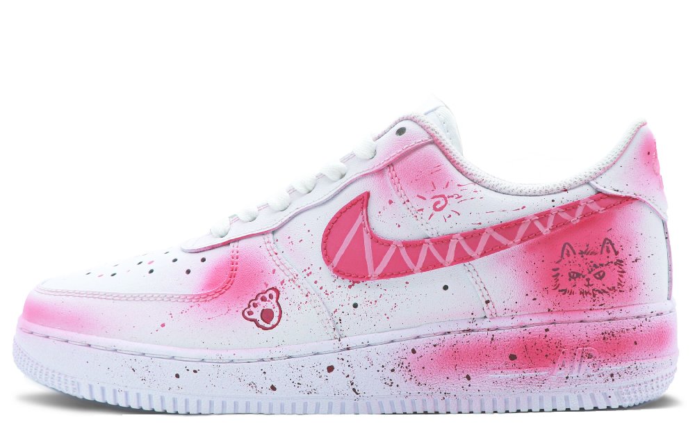 Nike Air Force 1 Coverage Low Top Skateboard Shoes Men's Pink White