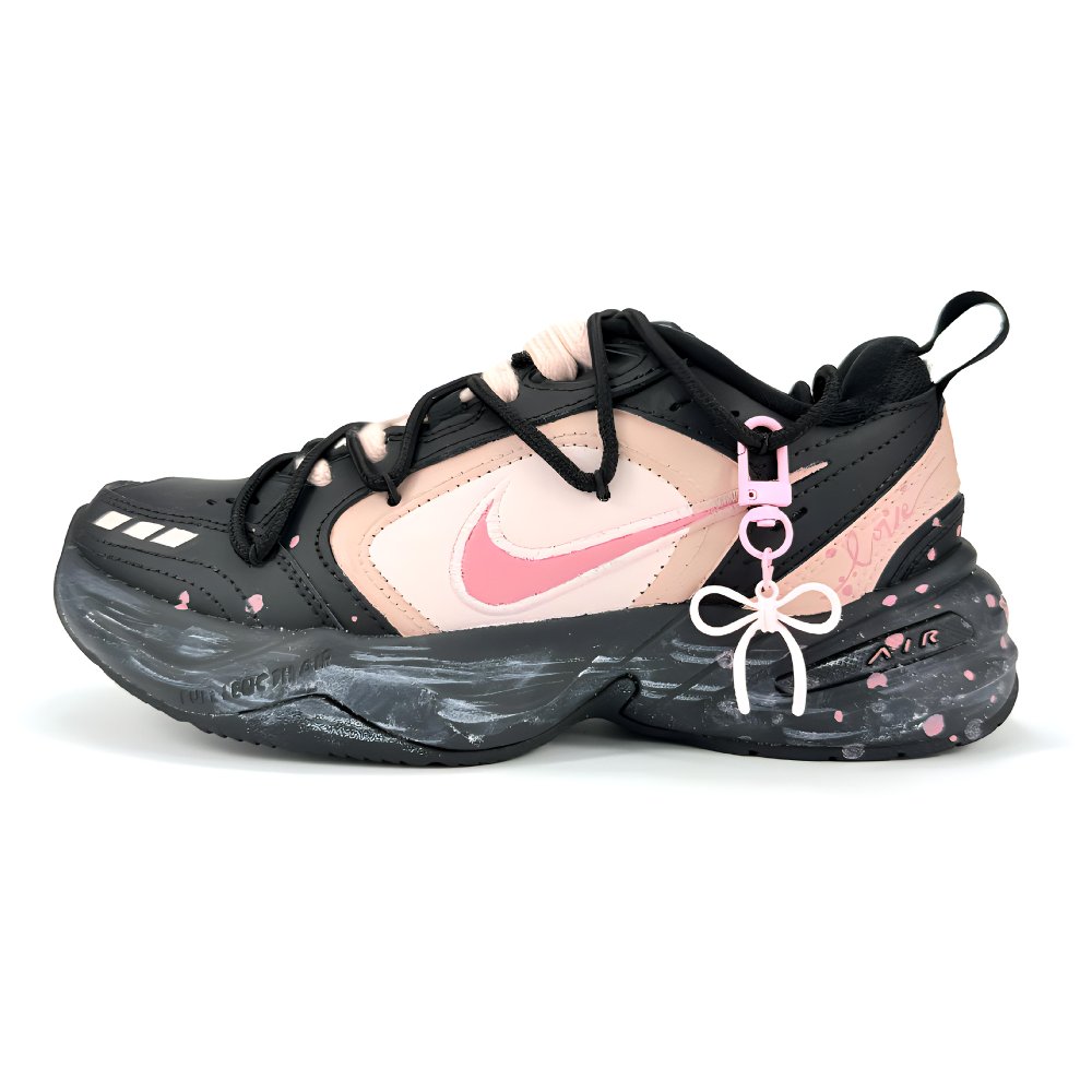 Nike Air Monarch 4 Sweetheart Anti-Slip Wear-Resistant Low-Top Chunky Sneakers Unisex Black Pink