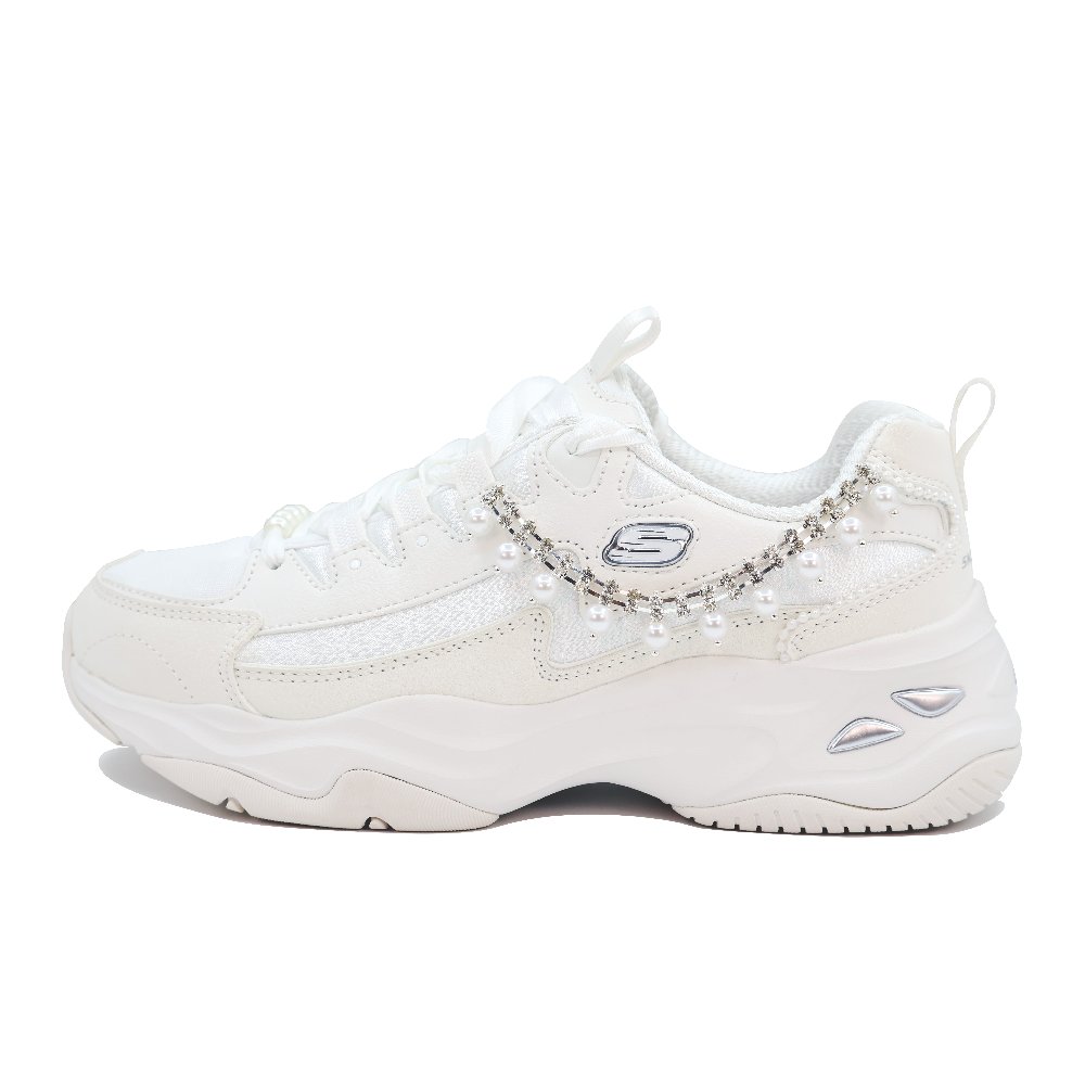 Skechers Height Increasing Low Top Chunky Sneakers Women's White Silver