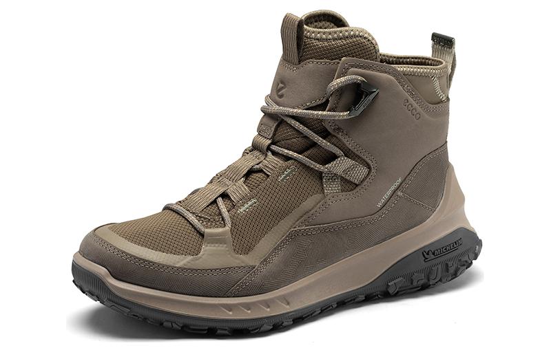 Ecco Outo Collection High-Top Sports Casual Shoes Women's Taupe