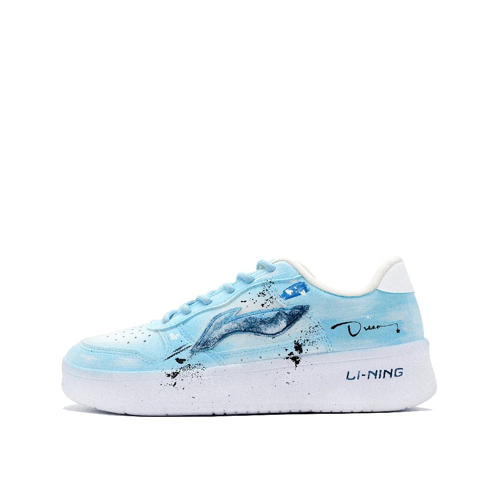 LiNing Pontoon Boats Anti-Slip Wear-Resistant Low-Top Skateboard Shoes Men's Lake Blue