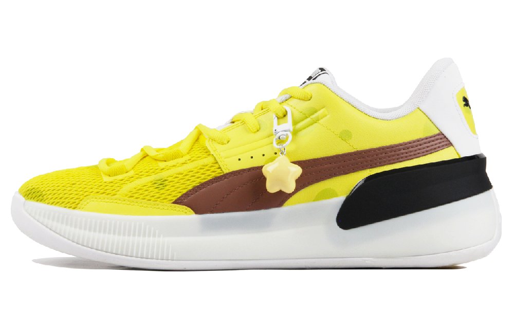 PUMA Clyde Hardwood Basketball Shoes Men Low-Top Yellow/Brown