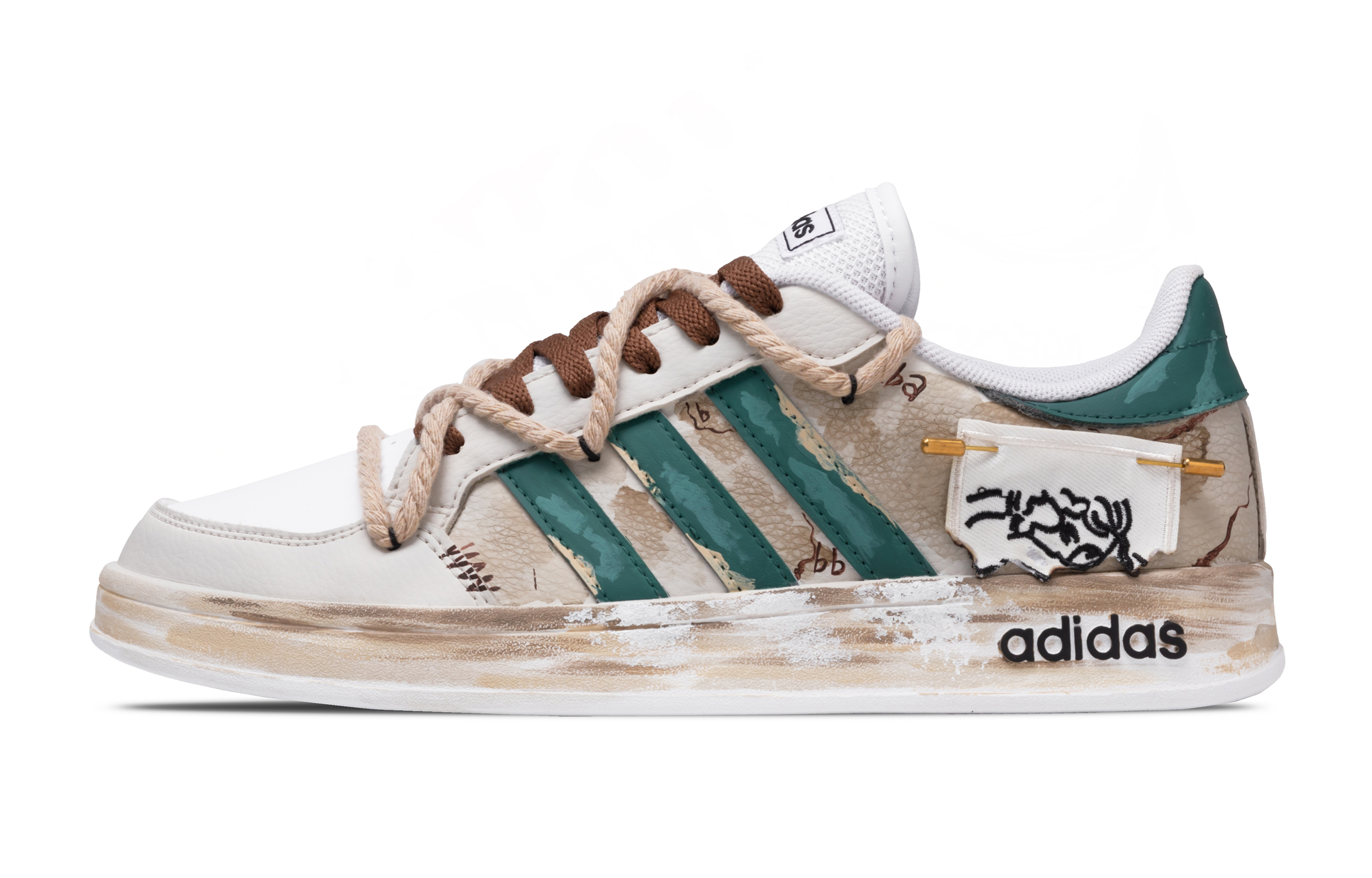 Adidas Neo Breaknet Ruins Low Top Skateboard Shoes Men's Brown Green