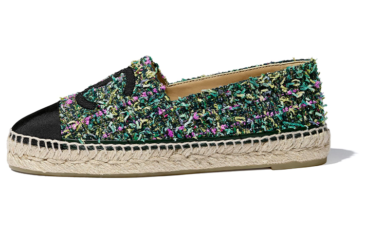 CHANEL Casual Single Shoes Women's Green Pink