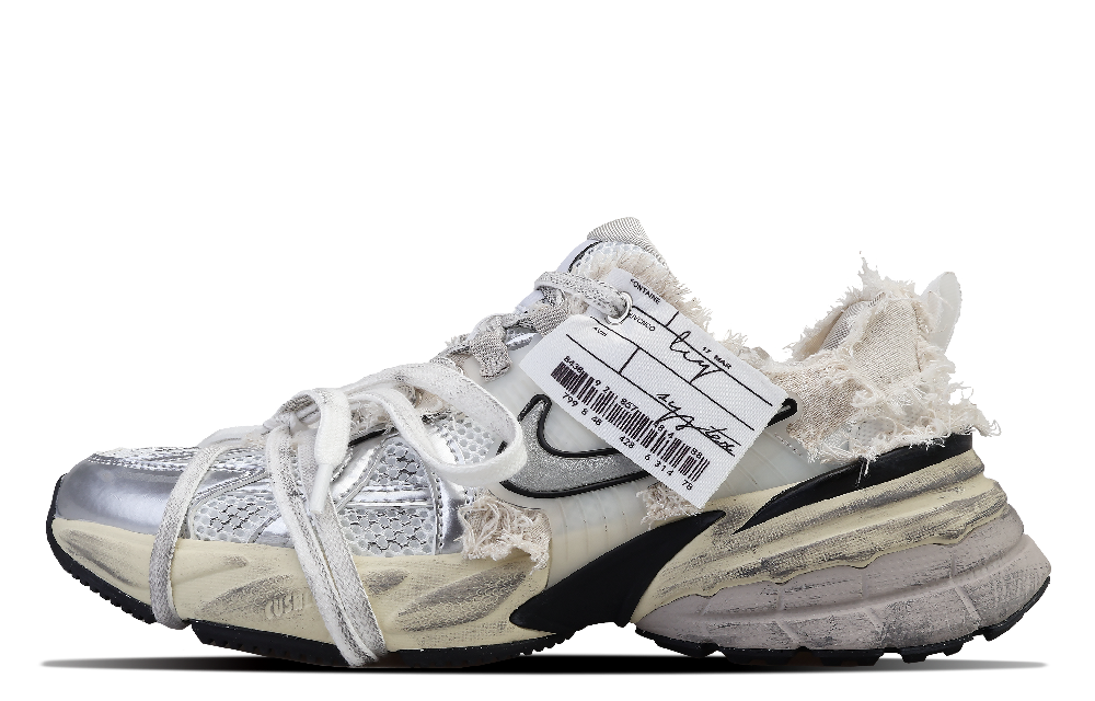 Nike V2K Run Anti-Slip Wear-Resistant Low-Top Running Shoes Women's White Silver