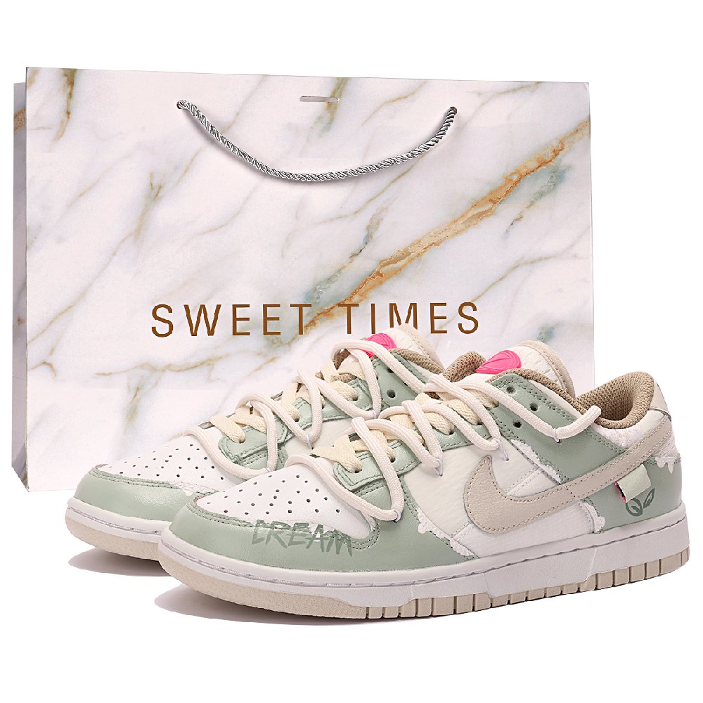 Nike Dunk Low Low-Top Skateboard Shoes Women's Green White