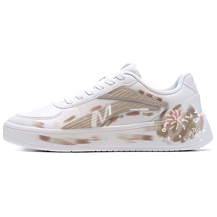 LiNing Slip Resistant, Abrasion Resistant, Lightweight Low top Skateboard Shoes Unisex White Yellow