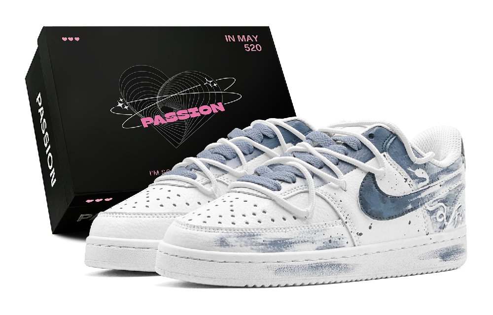 Nike Court Vision Abrasion-Resistant Slip-Resistant Low-Top Skateboard Shoes Men's Blue White