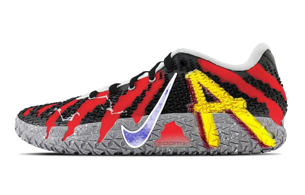 Nike Ja Morant 3 Lightning Abrasion Resistant Low top Basketball Shoes Unisex Black Red