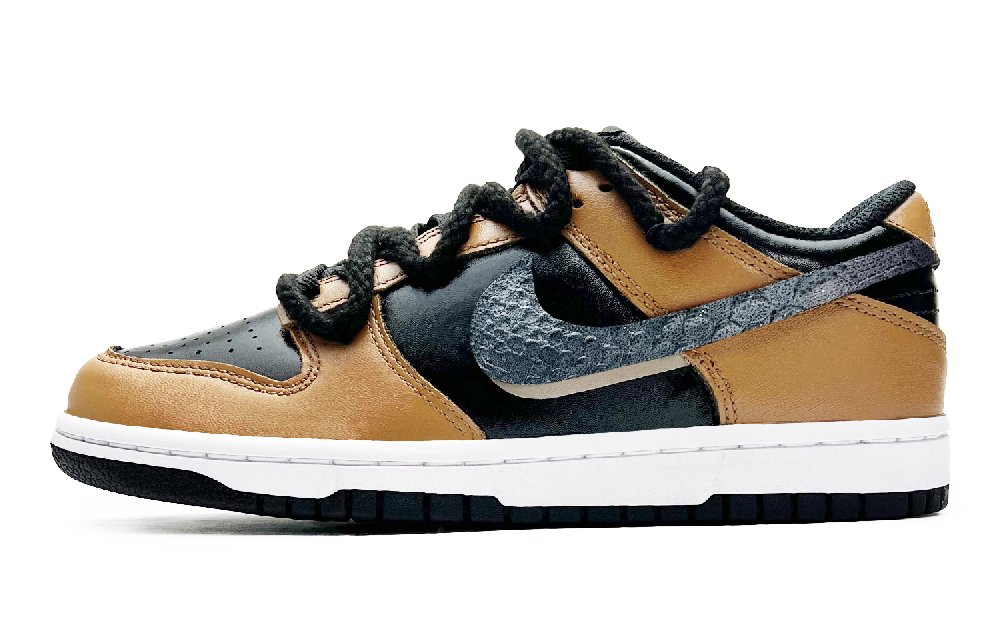 Nike Dunk Autumn Mocha Anti-Slip Wear-Resistant Lightweight Breathable Low-Top Skateboard Shoes Unisex Black Brown