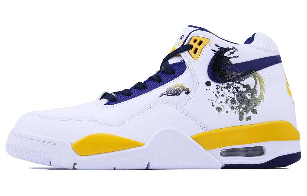 Nike Flight Legacy Tiger Dragon SDS Mid-Top Vintage Basketball Shoes Men's Purple Gold