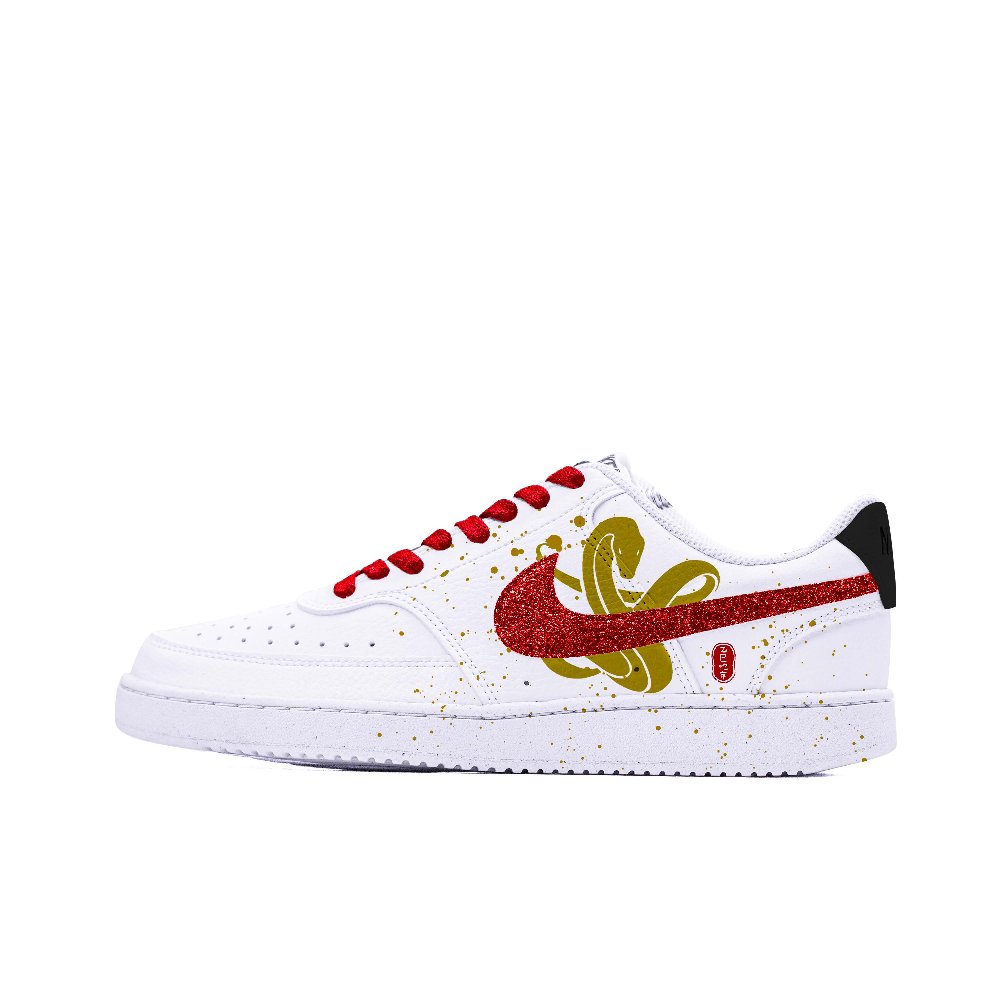 Nike Court Vision 1 Anti-Slip Wear-Resistant Low-Top Skateboard Shoes Unisex White Red