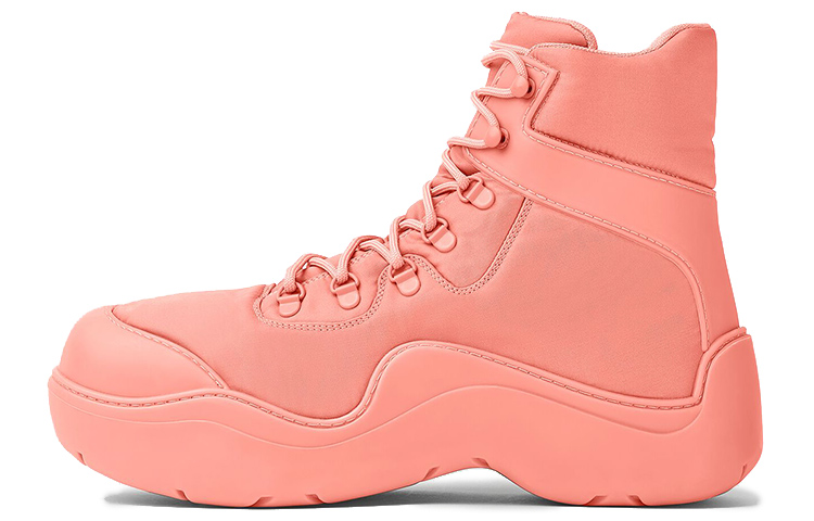 Bottega Veneta Puddle Bomber Height Increasing Short Outdoor Boots Women's Flamingo Color