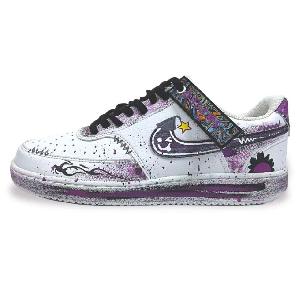 Nike Court Vision 1 Skateboard Shoes Men's Low top White/Purple/Black
