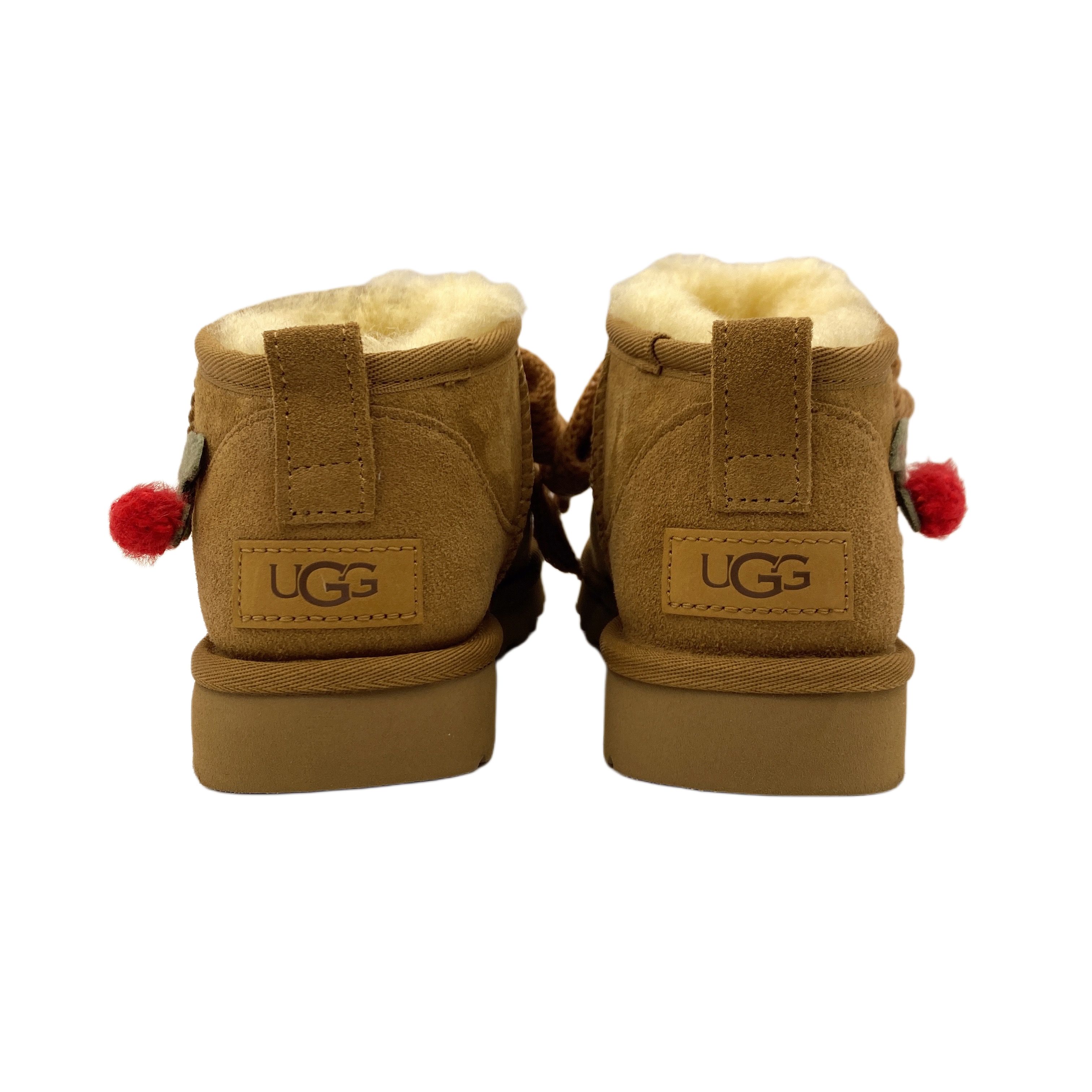 UGG CLASSIC ULTRA MINI Bowknot Warm Slip-Resistant Ankle-Length Snow Boots Women's Chestnut Brown
