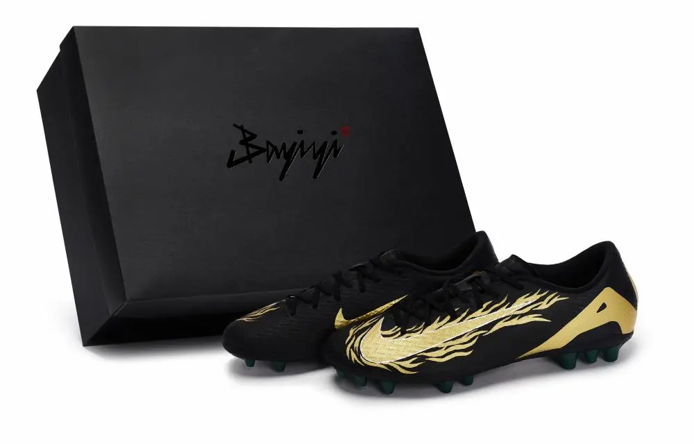 Nike Mercurial Vapor 16 Abrasion Resistant Soccer Shoes Unisex Black Gold