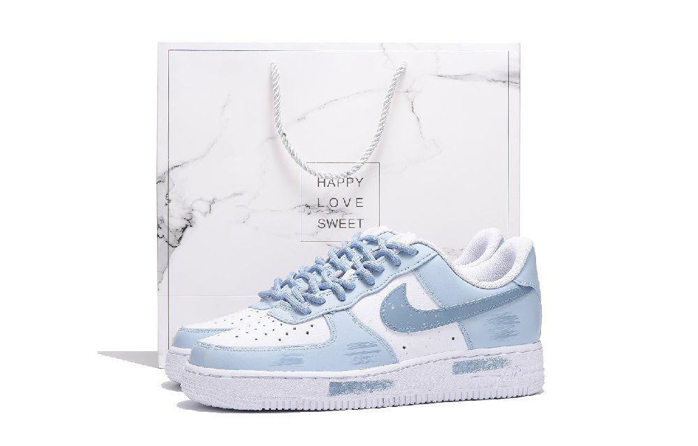 Nike Air Force 1 Anti-Slip Wear-Resistant Low-Top Skateboard Shoes Unisex Blue White